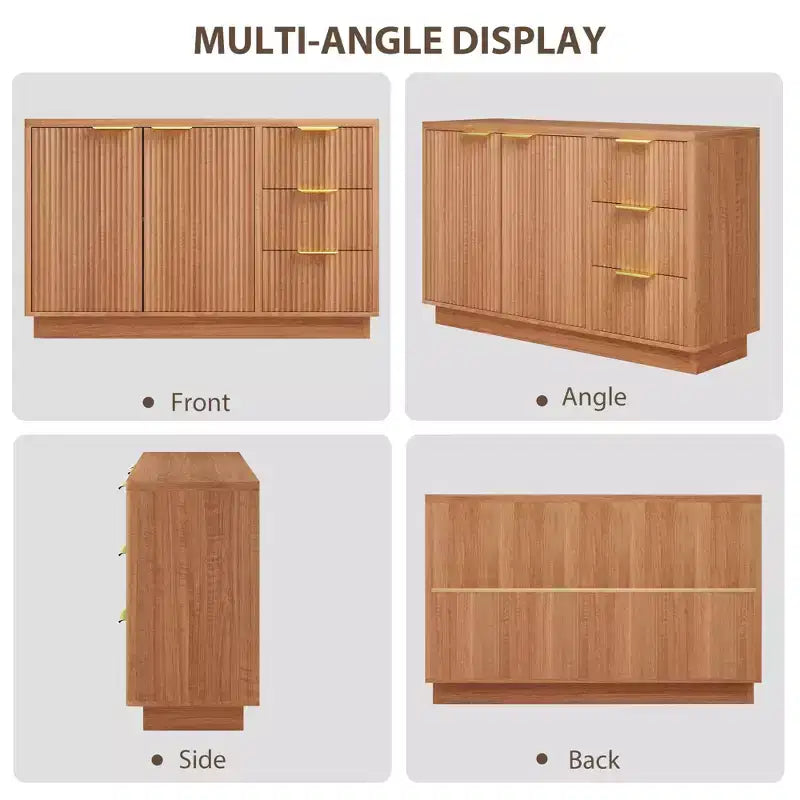 Bahut moderne de 120 cm avec rangement, armoire de cuisine compacte en bois avec 3 tiroirs et étagère, table de buffet pour salle à manger ou salon