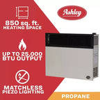 Chauffage mural au propane à évacuation directe Ashley Hearth 25 000 BTU, modèle DVAG30L, crème