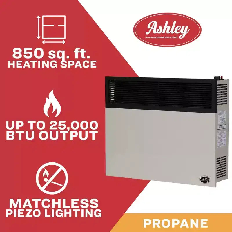 Chauffage mural au propane à évacuation directe Ashley Hearth 25 000 BTU, modèle DVAG30L, crème