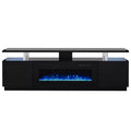 70'' Fireplace TV Stand with 36'' Firplace, Entertainment Center, 2 Tier TV Console Cabinet with Storage Cabinet, Electric Fireplace Heater