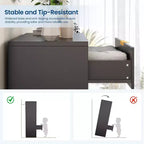 Commode à 5 tiroirs cannelés de 119 cm de hauteur avec poignées dorées, armoire de rangement au fini ton bois pour chambre, placard et entrée, organisateur multi-usage