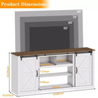 Meubles TV de style rustique pour téléviseurs de 80 pouces, centre de divertissement en bois rustique avec étagères réglables et porte coulissante de grange, table console TV avec rangement ouvert