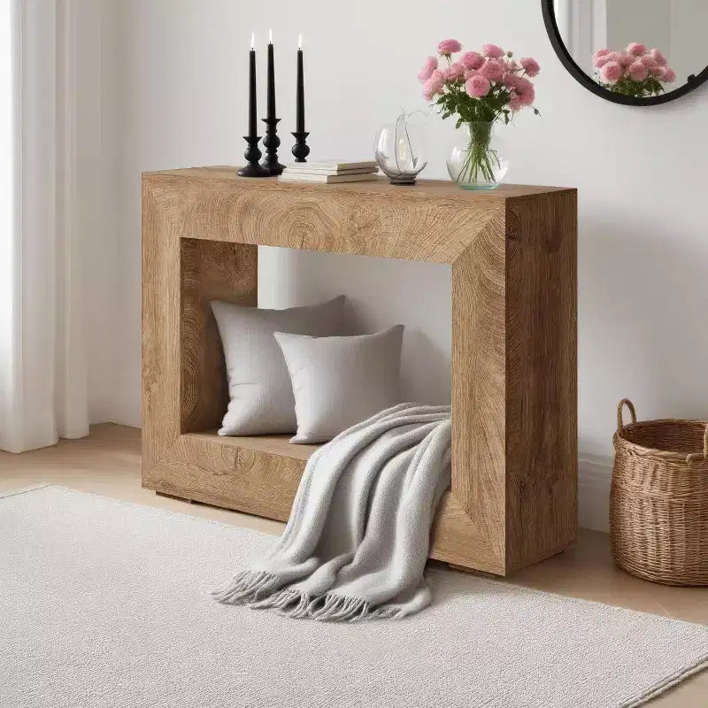 Console de ferme, table de canapé rustique de 120 cm avec étagère pour entrée, couloir, derrière le canapé (Naturel)