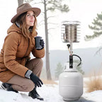 Chauffage d'appoint au propane pour bouteille de gaz VEVOR, chauffage infrarouge rapide 42 000 BTU, radiant à 360 degrés, réglage de température en continu, argent