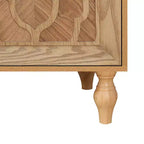 Buffet de salle à manger, Meuble bas en bois avec porte sculptée de fleurs, Poignée en métal, Buffet autoportant