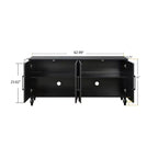 Buffet de salle à manger, Meuble bas en bois avec porte sculptée de fleurs, Poignée en métal, Buffet autoportant