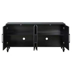 Buffet de salle à manger, Meuble bas en bois avec porte sculptée de fleurs, Poignée en métal, Buffet autoportant
