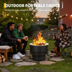 Brasero à bois sans fumée avec table - Bac à cendres amovible et sac de rangement inclus - Foyer extérieur pour terrasse, camping, feu de camp et barbecue dans le jardin