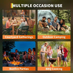 Brasero à bois sans fumée avec table - Bac à cendres amovible et sac de rangement inclus - Foyer extérieur pour terrasse, camping, feu de camp et barbecue dans le jardin