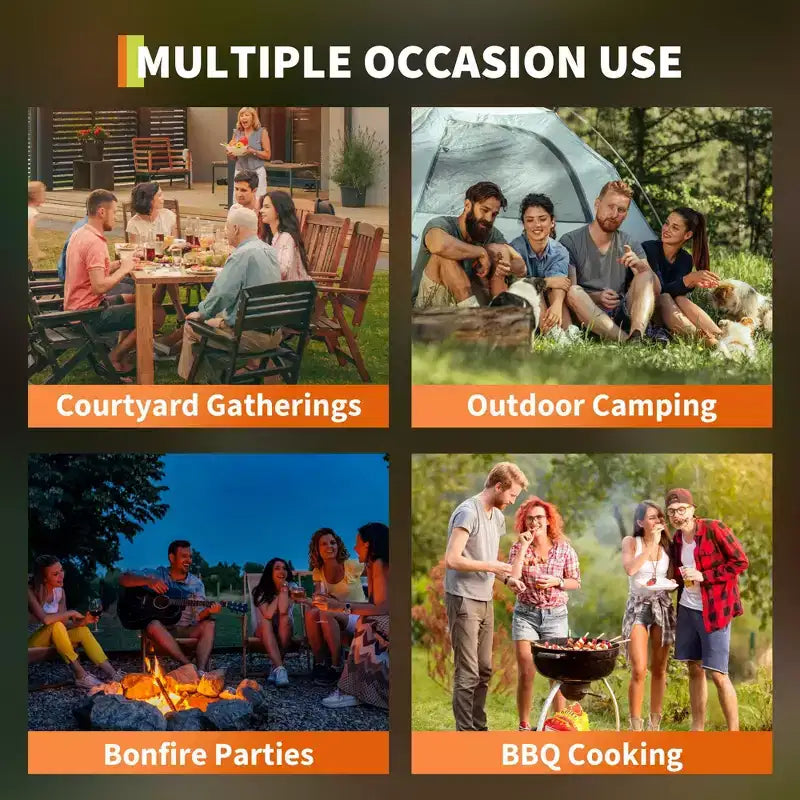 Brasero à bois sans fumée avec table - Bac à cendres amovible et sac de rangement inclus - Foyer extérieur pour terrasse, camping, feu de camp et barbecue dans le jardin