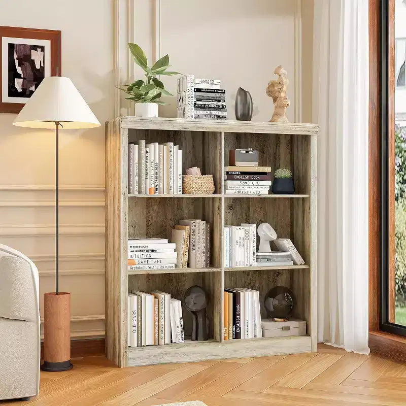 Meuble de rangement 6 cubes, étagère de présentation à 3 niveaux, étagère bibliothèque à casiers, bibliothèque moderne, bibliothèque ouverte en bois pour chambre, salle de classe, bureau