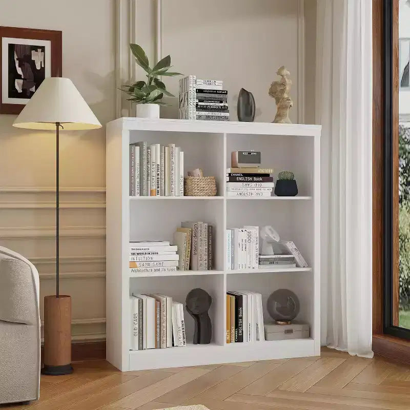 Meuble de rangement 6 cubes, étagère de présentation à 3 niveaux, étagère bibliothèque à casiers, bibliothèque moderne, bibliothèque ouverte en bois pour chambre, salle de classe, bureau