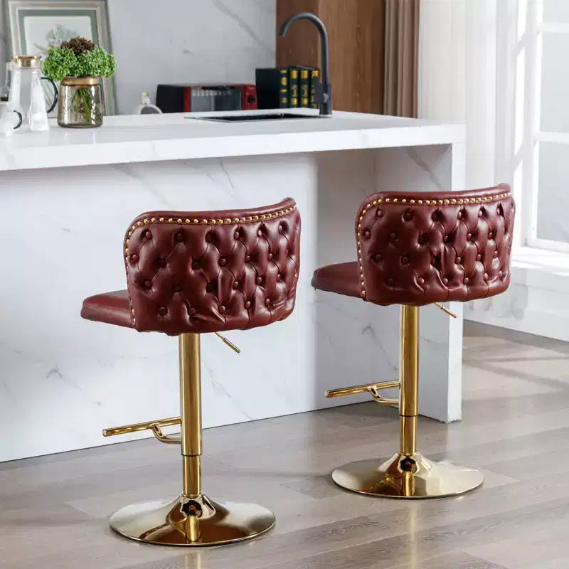 TUYOHW Lot de 2 tabourets de bar pivotants à hauteur de comptoir, chaises de bar en cuir PU avec dossier touffeté, chaises de salle à manger réglables en hauteur pour cuisine, bar à domicile