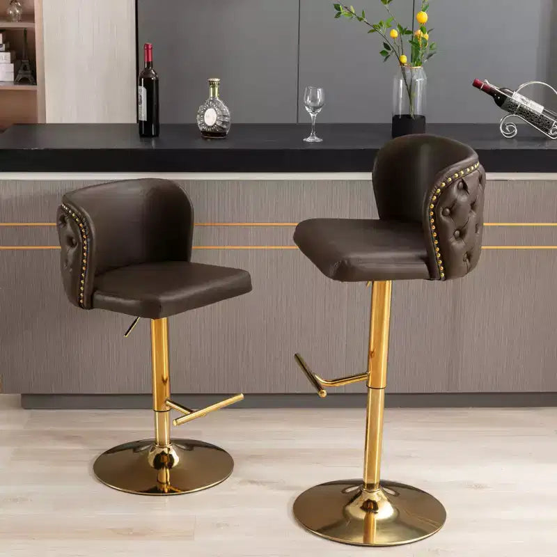 TUYOHW Lot de 2 tabourets de bar pivotants à hauteur de comptoir, chaises de bar en cuir PU avec dossier touffeté, chaises de salle à manger réglables en hauteur pour cuisine, bar à domicile