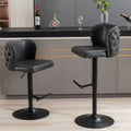 TUYOHW Swivel Counter Height Bar Stools Set of 2,PU Leather Bar Chairs with Tufted Back,Adjusatble Height Dining Chairs for Kitchen,Home Bar