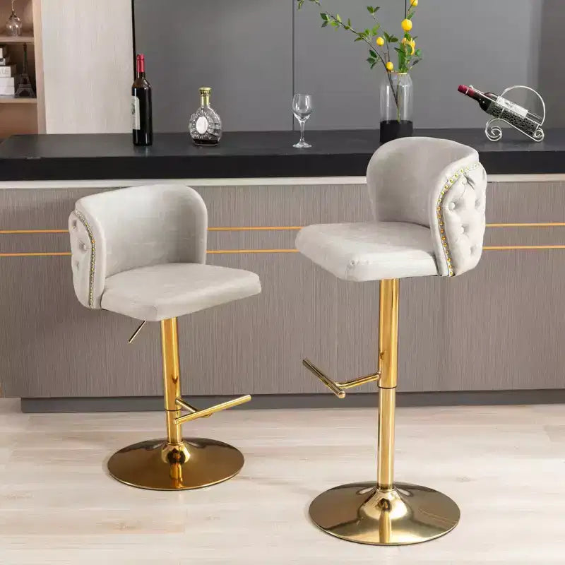 TUYOHW Lot de 2 tabourets de bar pivotants à hauteur de comptoir, chaises de bar en cuir PU avec dossier touffeté, chaises de salle à manger réglables en hauteur pour cuisine, bar à domicile