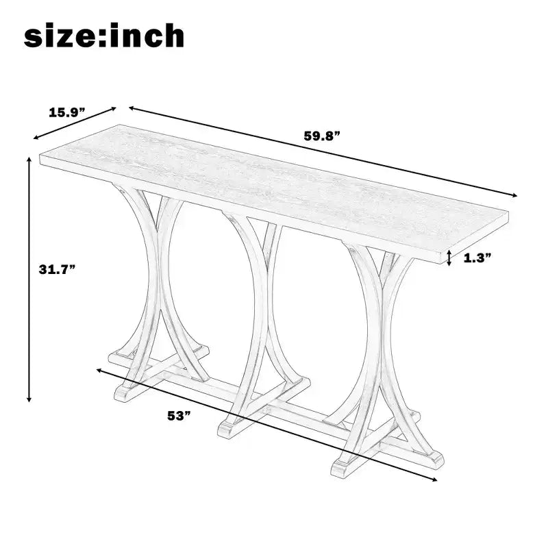 JVNOXK59.8'' Console en bois avec plateau en placage de chêne, Table d'entrée de ferme avec pieds incurvés élancés en bois d'hévéa, Noir