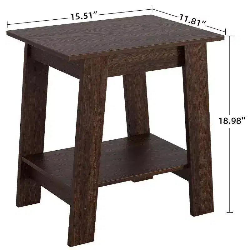 Table d'appoint, table d'appoint étroite avec étagère de rangement à 2 niveaux, petite table d'appoint pour chambre de ferme, studio, entrée