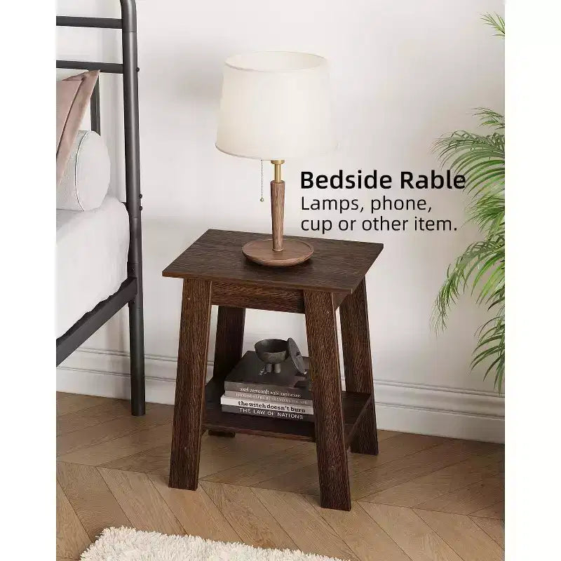Table d'appoint, table d'appoint étroite avec étagère de rangement à 2 niveaux, petite table d'appoint pour chambre de ferme, studio, entrée
