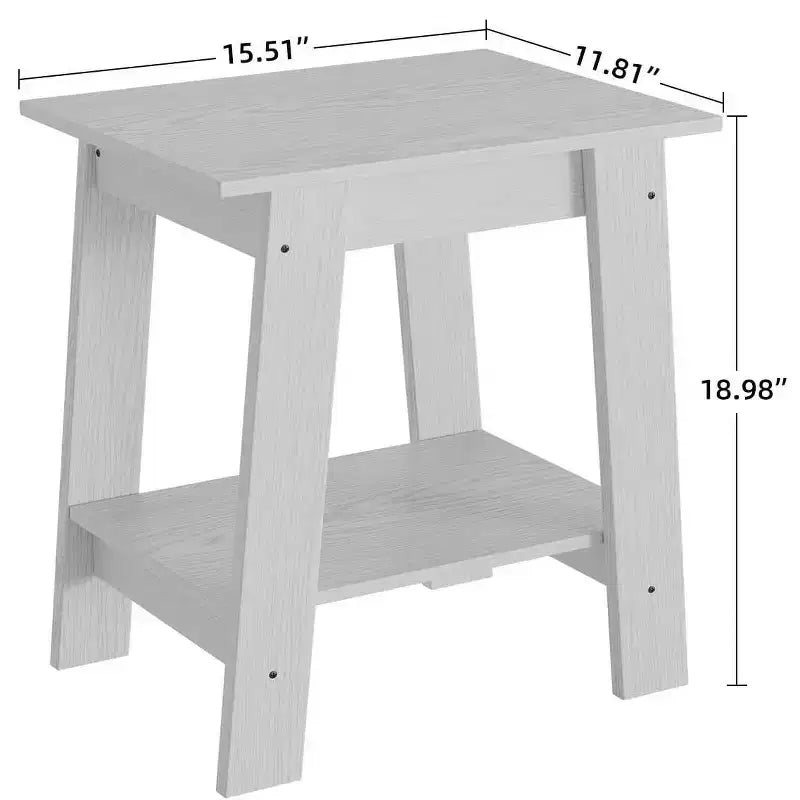 Table d'appoint, table d'appoint étroite avec étagère de rangement à 2 niveaux, petite table d'appoint pour chambre de ferme, studio, entrée