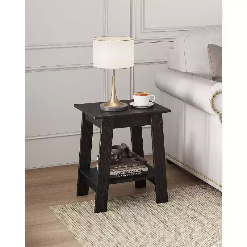Table d'appoint, table d'appoint étroite avec étagère de rangement à 2 niveaux, petite table d'appoint pour chambre de ferme, studio, entrée