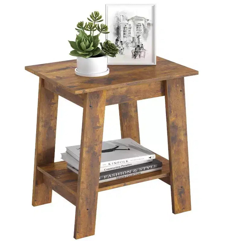 Table d'appoint, table d'appoint étroite avec étagère de rangement à 2 niveaux, petite table d'appoint pour chambre de ferme, studio, entrée