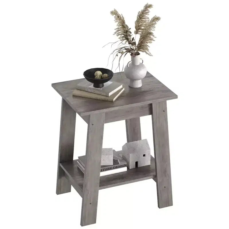 Table d'appoint, table d'appoint étroite avec étagère de rangement à 2 niveaux, petite table d'appoint pour chambre de ferme, studio, entrée