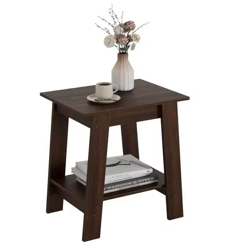 Table d'appoint, table d'appoint étroite avec étagère de rangement à 2 niveaux, petite table d'appoint pour chambre de ferme, studio, entrée