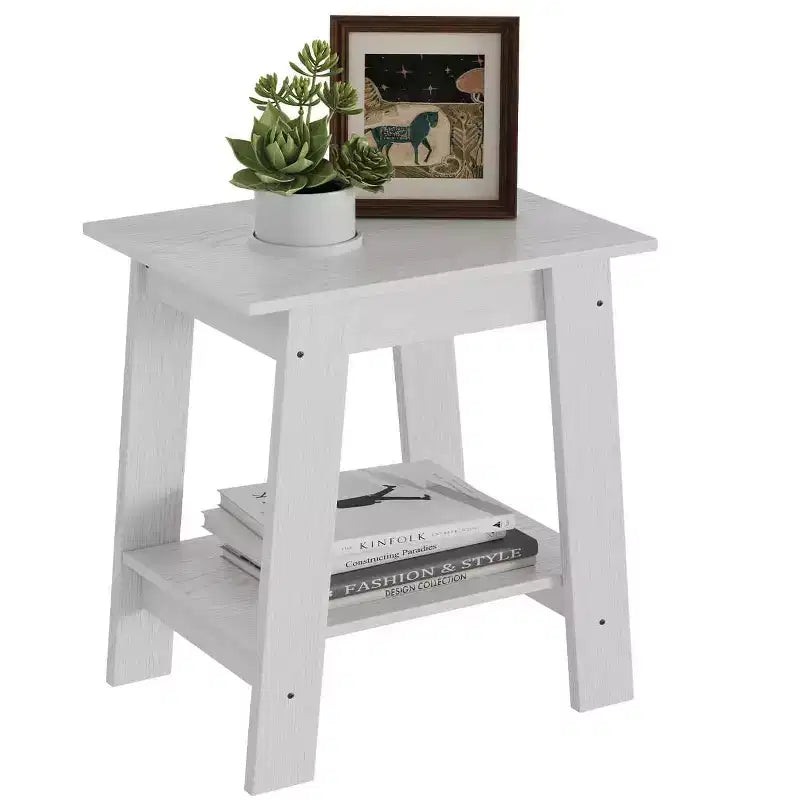 Table d'appoint, table d'appoint étroite avec étagère de rangement à 2 niveaux, petite table d'appoint pour chambre de ferme, studio, entrée