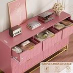 Commode à tiroirs Acekool, commode moderne de 136 cm de large avec façade cannelée, poignées et pieds dorés, organisateur de rangement pour chambre, dressing