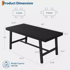 Table de salle à manger industrielle COZONY avec cadre en métal, longue table de cuisine pour la salle à manger ou la cuisine