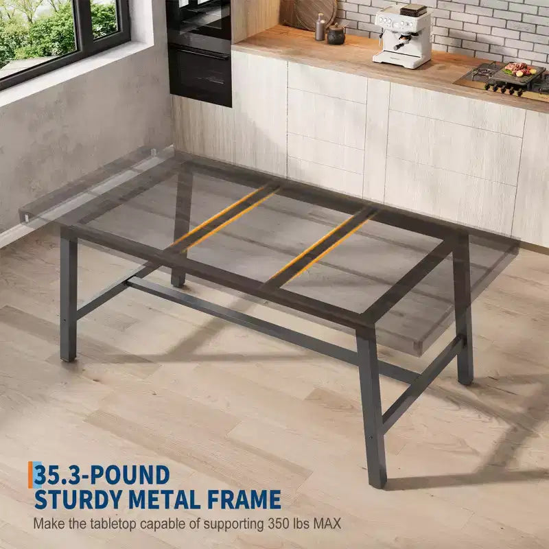 Table de salle à manger industrielle COZONY avec cadre en métal, longue table de cuisine pour la salle à manger ou la cuisine