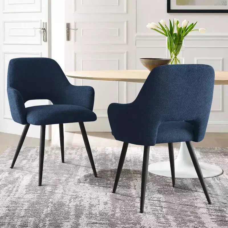 Lot de 2 chaises de salle à manger rembourrées avec accoudoirs, chaises d'appoint modernes avec pieds en métal, assise rembourrée confortable pour salle à manger, cuisine - Panipeachy