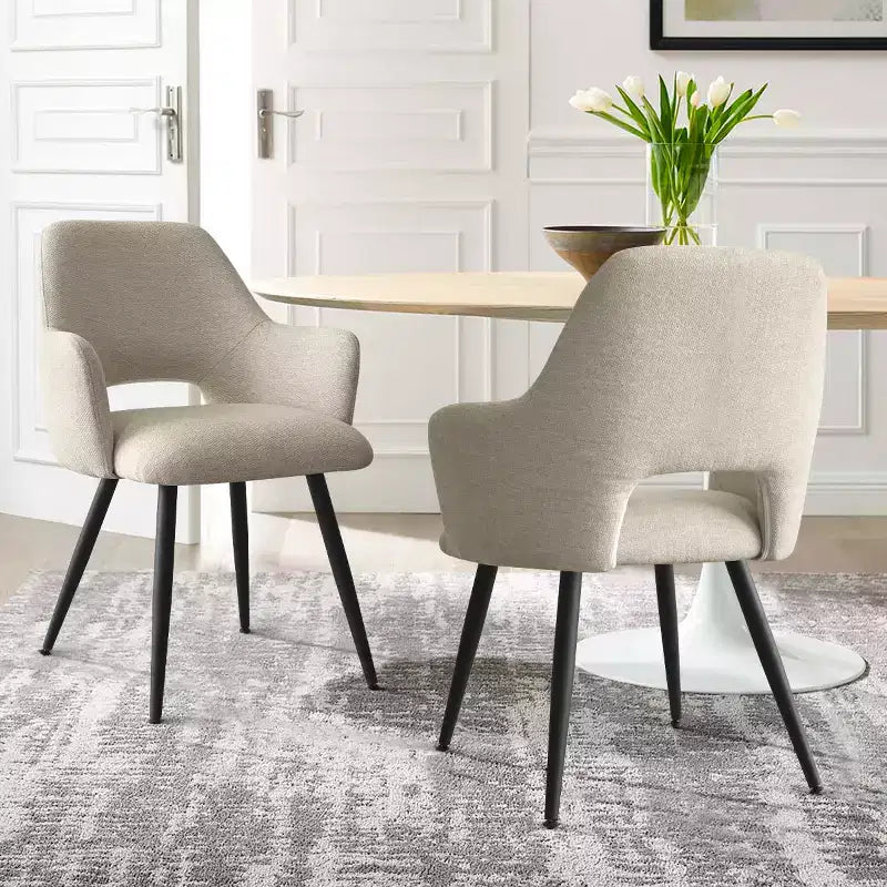 Lot de 2 chaises de salle à manger rembourrées avec accoudoirs, chaises d'appoint modernes avec pieds en métal, assise rembourrée confortable pour salle à manger, cuisine - Panipeachy