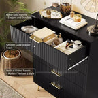 Commode moderne cannelée à 5 tiroirs de 121 cm de haut, chêne naturel, poignées dorées, plateau de 90 kg, anti-basculement, étanche, rangement d'appoint pour chambre/couloir