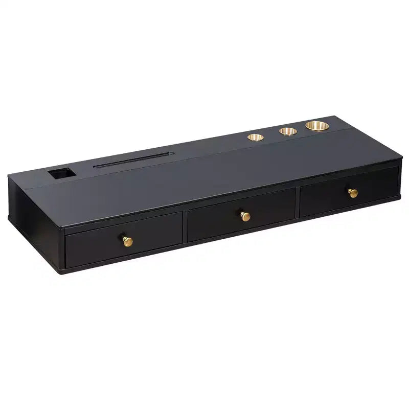 Étagère Flottante avec Tiroir Multi-usages Fixée au Mur Coiffeuse de Maquillage Bureau Fixé au Mur Table Flottante Bureau de Maquillage pour Chambre Salle de Bain Noir