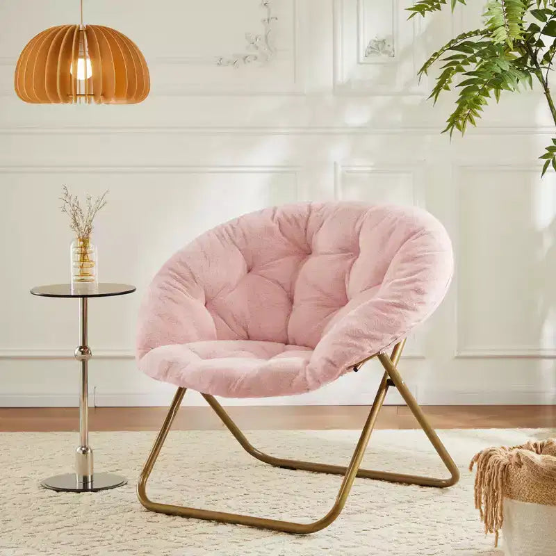 Fauteuil Zeus & Ruta confortable en fausse fourrure avec accent de disque - Taille adulte pour chambre et salon