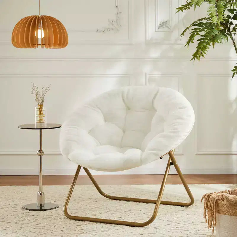 Fauteuil Zeus & Ruta confortable en fausse fourrure avec accent de disque - Taille adulte pour chambre et salon