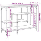 vidaXL Table console Noir Bois d'ingénierie, métal Pieds réglables et étroits