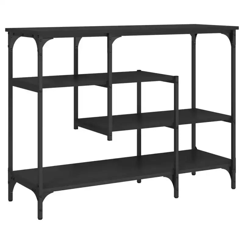 vidaXL Table console Noir Bois d'ingénierie, métal Pieds réglables et étroits