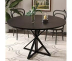 47 in Round Dining Table for 4, Wooden Circle Dinner Table, Heavy Duty Metal Pedestal & 4 Parts of Tabletop, Round Pedestal Kitchen Tables