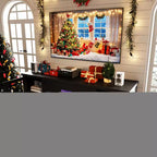 Meuble TV style ferme moderne pour téléviseur 80 pouces, centre de divertissement en bois avec foyer électrique 36 pouces, portes vitrées, console multimédia de rangement pour salon ou chambre