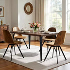 Ensemble de salle à manger moderne 5 pièces FurnitureR avec table en MDF de 160 cm et chaises rembourrées pivotantes à 360°, pieds en métal stables, mobilier de cuisine et de salle à manger