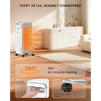 Radiateur à bain d'huile R.W.FLAME, chauffage d'appoint électrique portable avec 3 réglages de chaleur, chauffage silencieux 1500W, protection contre la surchauffe et le basculement