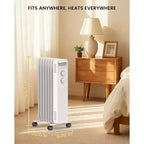 Radiateur à bain d'huile R.W.FLAME, chauffage d'appoint électrique portable avec 3 réglages de chaleur, chauffage silencieux 1500W, protection contre la surchauffe et le basculement