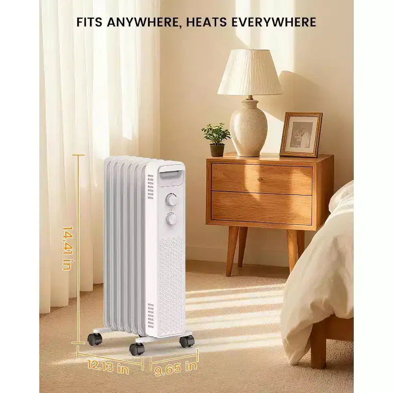 Radiateur à bain d'huile R.W.FLAME, chauffage d'appoint électrique portable avec 3 réglages de chaleur, chauffage silencieux 1500W, protection contre la surchauffe et le basculement