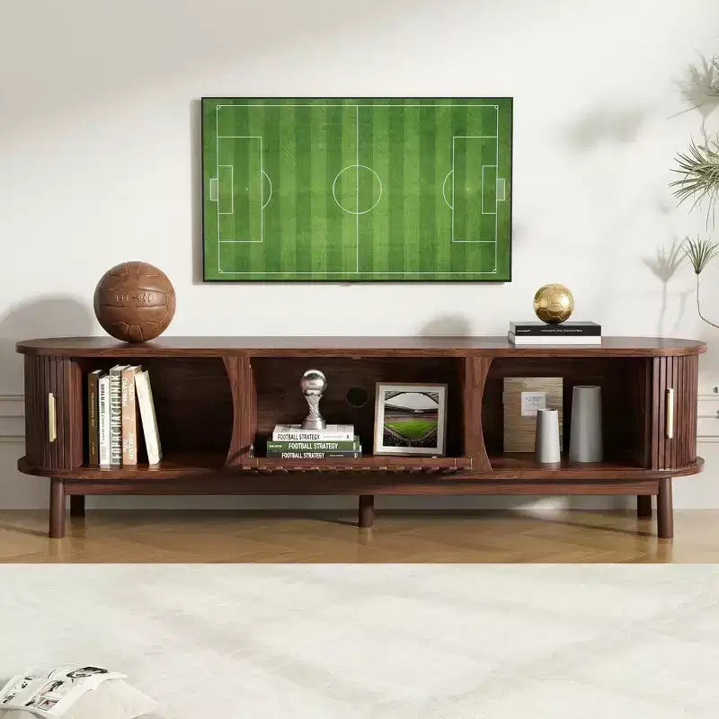 JVNOXKModern Farmhouse TV Stand for 75 TVs, Wood Entertainment Center with Storage Cabinet, TV Console Table for Living Room