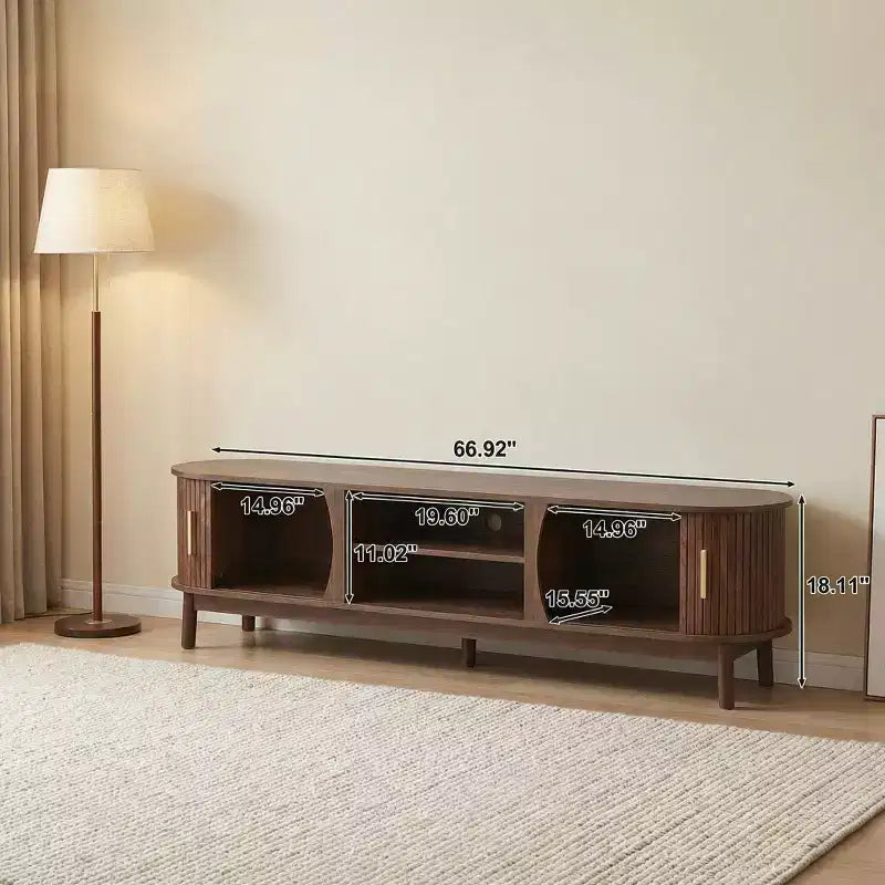 JVNOXKMeuble TV moderne de style « farmhouse » pour téléviseurs de 75 po, centre de divertissement en bois avec rangement, console TV pour salon