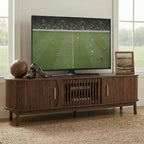 JVNOXKMeuble TV moderne de style « farmhouse » pour téléviseurs de 75 po, centre de divertissement en bois avec rangement, console TV pour salon