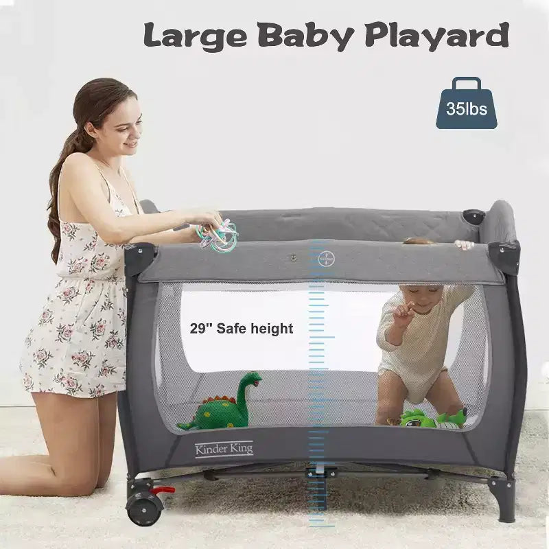 TODECARE Lit bébé 4 en 1, Parc portable, Lit cododo convertible, Table à langer, Panier de rangement et Sac de voyage